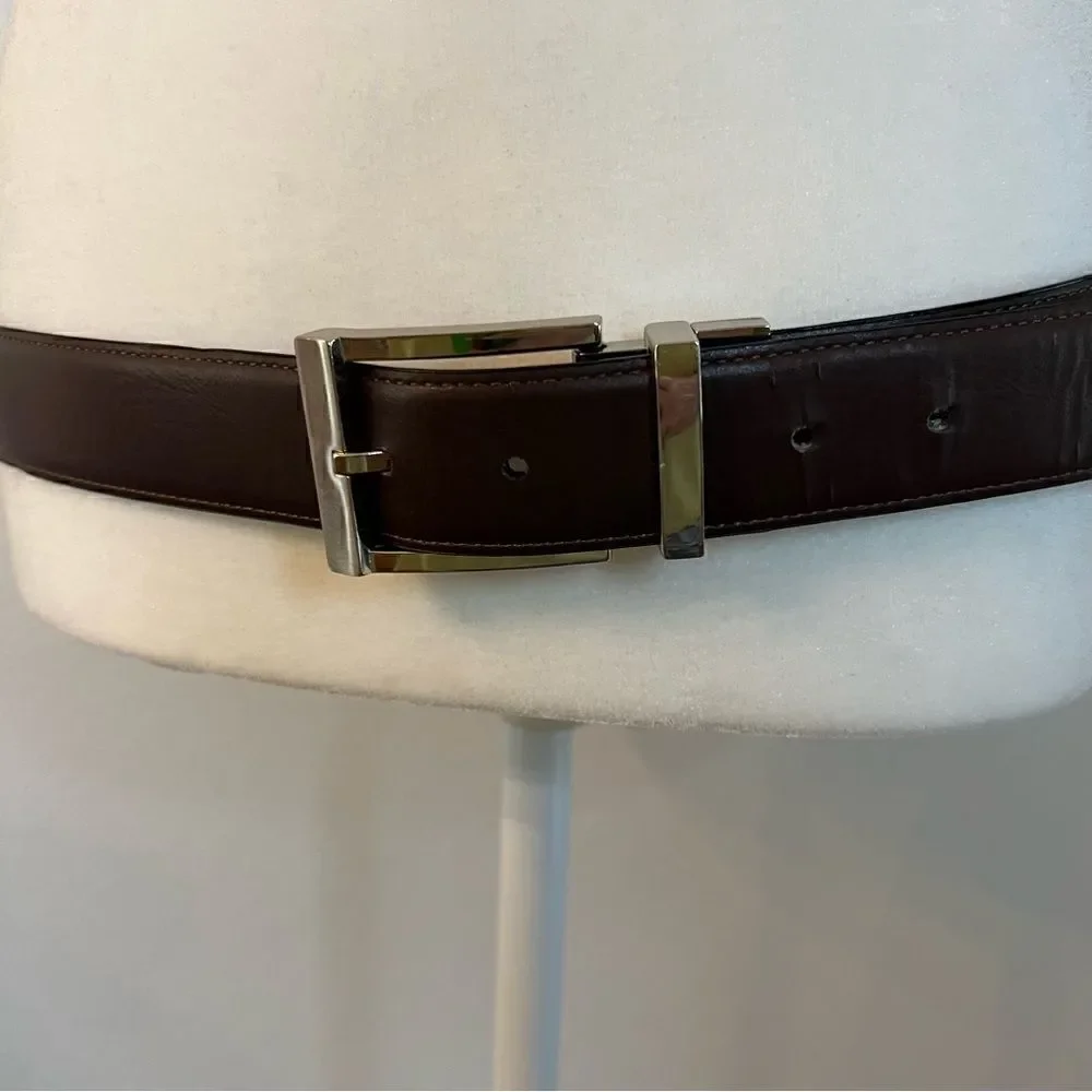 Kenneth Cole Reaction Belt Mens Brown Black Reversible Buckle Dress Size 36/90
